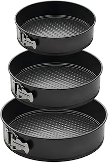 Conjunto 3 Formas Para Bolo Torta Com Fundo Removível Antiaderente Aço Carbono Redondas Preto 2