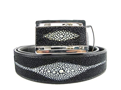 Genuine Stingray Shagreen Skin Leather White Dot Men's Belt 46