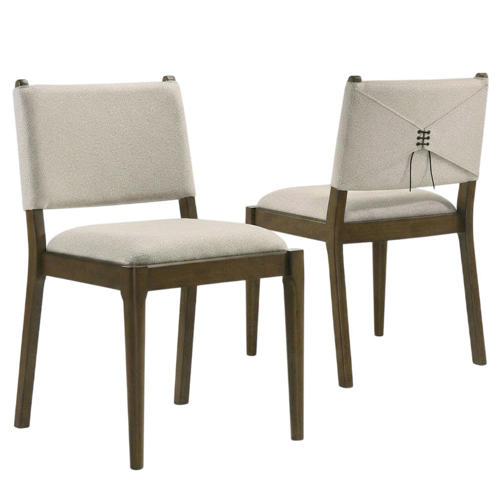 Fabric-Upholstered Dining Side Chair Set of by Furnifact – Foam,Medium Density Fiberboard (Mdf),Asian Hardwood,Fabric, Brown, Pack of 2