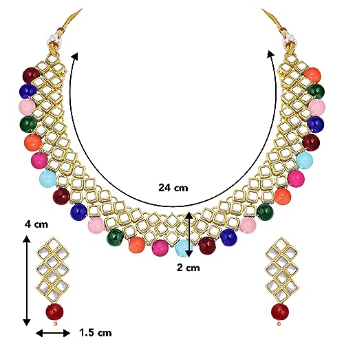 Image of Peora Kundan Faux Pearl Necklace & Jewelry Set Gift for Women