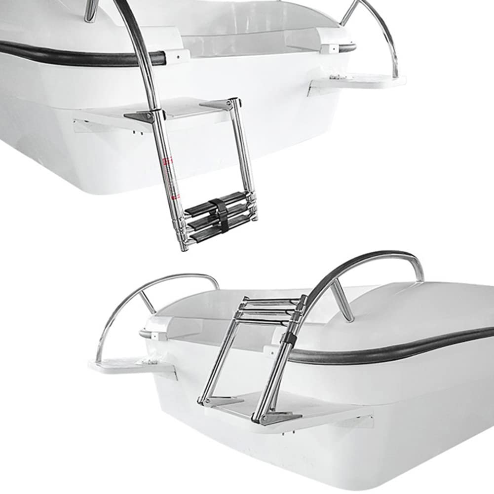 2/3/4 gradini Scaletta telescopica Pieghevole a 4 gradini per pontile per Barche Scaletta per Barche in Acciaio Inox Ribaltabile Scaletta da Bagno per pontile per Yacht