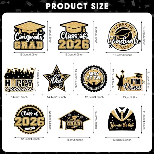 Image of 20 Pack Graduation Party Decorations 2026 - Congrats Grad Hanging Decoration, Black Gold Glittery Graduations Hanging Swirls Ceiling Streamers Ornaments for Class of 2026 Graduation Decorations Favors