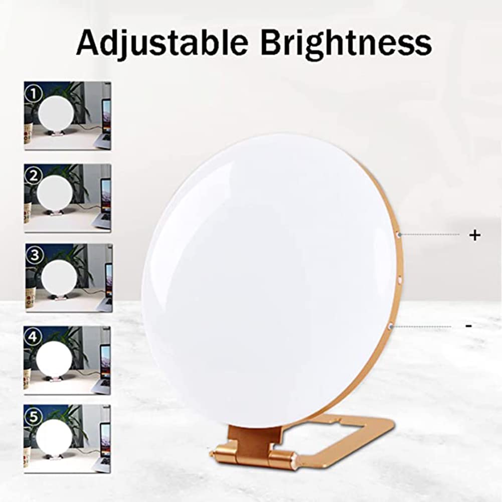 Lampe De Luminothérapie LED, 10000 Lux Lampe De Lumière Du Soleil Naturelle Avec 3 Modes De Couleur 5 Niveaux De Luminosité Réglables, Pour Une Utilisation ​À La Maison/Au Bureau,Métallique,27 * 24cm