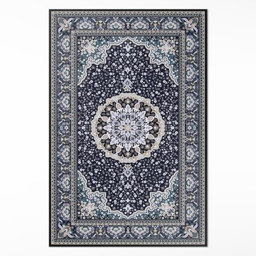 Alfombra de Vinilo 100x150 cm Impermeable Fácil Limpieza de Material Sintético de Calidad Rectangular Decoración de Interiores PCV para Cocina Salón y Dormitorio - Mandala Dorada