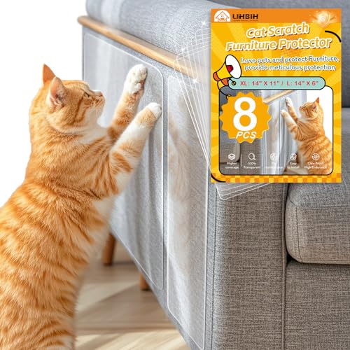 Kratzfolie Katze Selbstklebend, 8 Stück Kratzschutz Selbstklebend Tape Transparent – Katzen Kratzschutz für Sofa, Möbel, Tür und Wand, Anti...