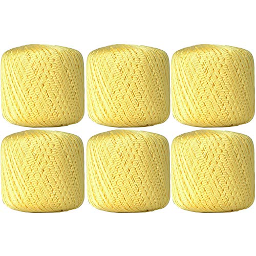 Image of ThreadArt 100% Cotton Crochet Thread Size 10, 6 Ball Pack, Yellow 43 | Soft pure cotton crochet thread for lace, doilies, amigurumi and crafts. Smooth finish with crisp stitch definition.