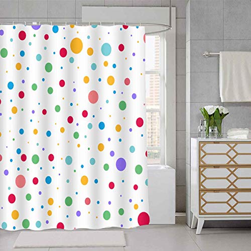 Sddser Kids Rainbow Polka Dot Shower Curtain Set Colorful Abstract Circles Doodle Geometric Bathroom Curtain, 72 X72 In Bathtub Showers Washable Fabric With 12 Hooks Yllssd264 #TOP11