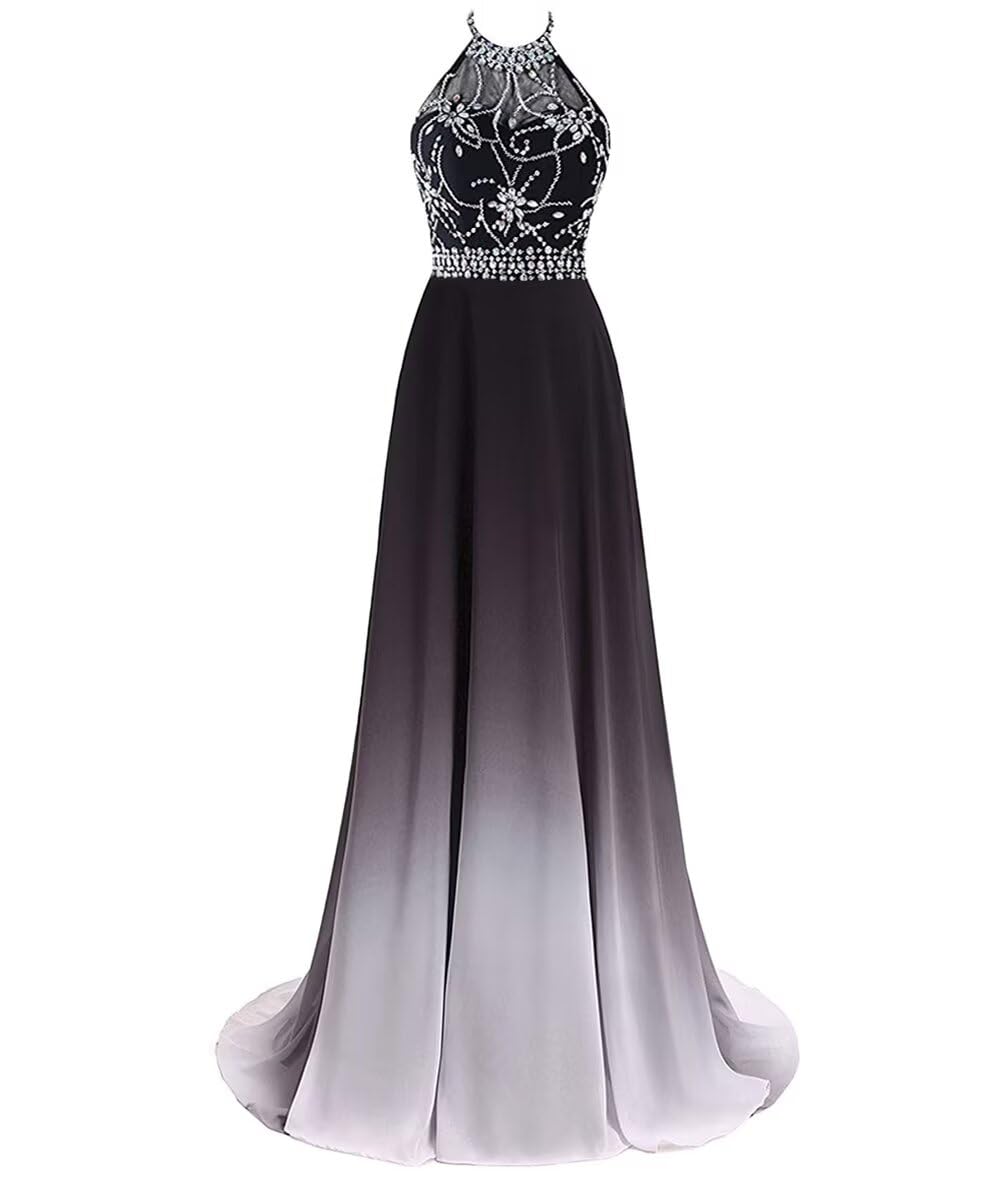 Sequins Ombre Prom Homecoming Dresses for Juniors Chiffon Wedding Bridesmaid Dresses A-line Formal Evening Gowns