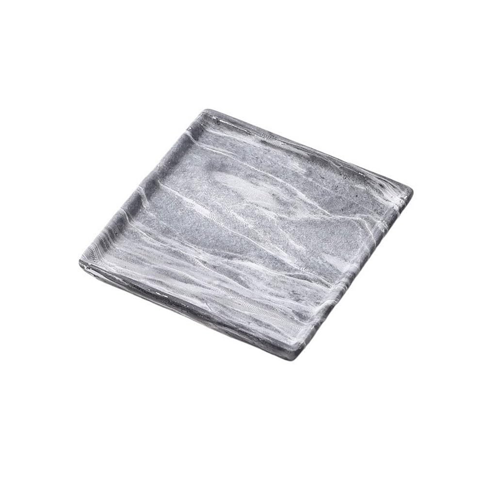 Sottovasi per Piante Vassoio raccogli Gocce Quadrato in Ceramica for Piante, sottovaso in Finto Marmo for Decorazioni da Tavolo, for Ufficio e casa(Grande)