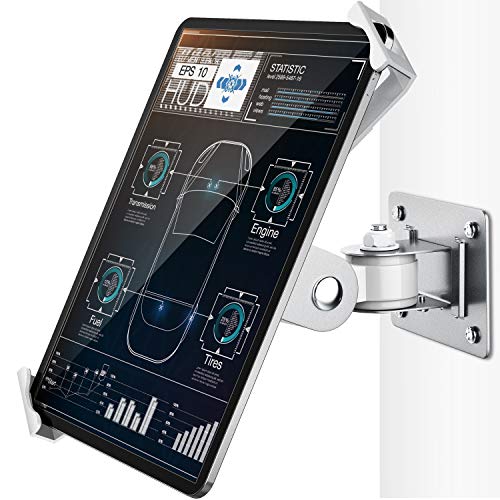 Facile montaggio e installazione: il supporto per tablet da parete AboveTEK è facile da installare su qualsiasi parete e viene fornito con accessori di montaggio inclusi. La staffa in alluminio resistente e la base in metallo garantiscono una durata e un montaggio senza vibrazioni del dispositivo. 2 cuscinetti in gomma sulla staffa ammortizzano il dispositivo offrendo una presa sicura e protezione.
