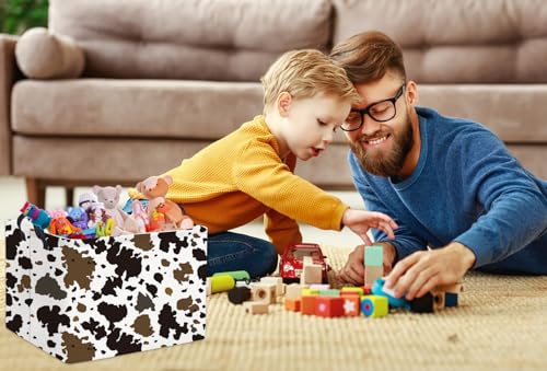 Image of Rectangular Easter Cow Basket - Kids Baby Storage Bin Toy Organizer Box for Boys Room Decor