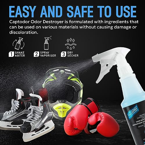 Image of Sports Odor Destroyer Spray (2 x Bottles of 16.9oz / 500 ml), Sports Gear Odor Eliminator & Deodorizer Spray - Neutralizer & Refresher Spray For Protective Equipment, Sportswear & Outdoor Gear