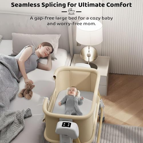 Image of StarAndDaisy Baby /Automatic Cradle for Newborn 0-2 Years boy & Girl with 5-Speed Swing & Musical Timer, Adjustable Height Baby Crib /Jhula with Mosquito Net & Safety Lock (Khaki)