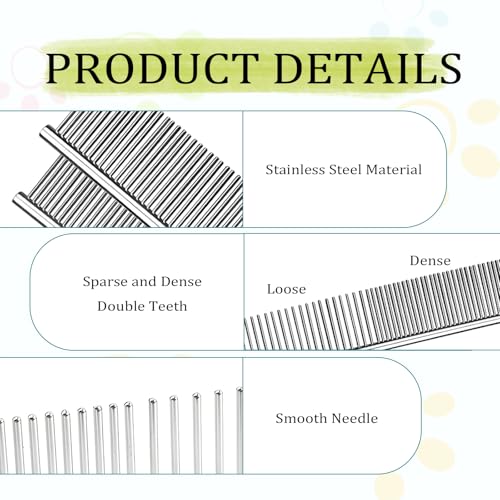 2 Stück Hundekamm, 2-in-1 Edelstahl Haustier Kamm Abgerundeten Haustierkamm Stahlkamm Metall Fellpflegekamm für Große Mittlere Kleine Hunde und Katzen zum Entfernen von Knoten und Verwicklungen