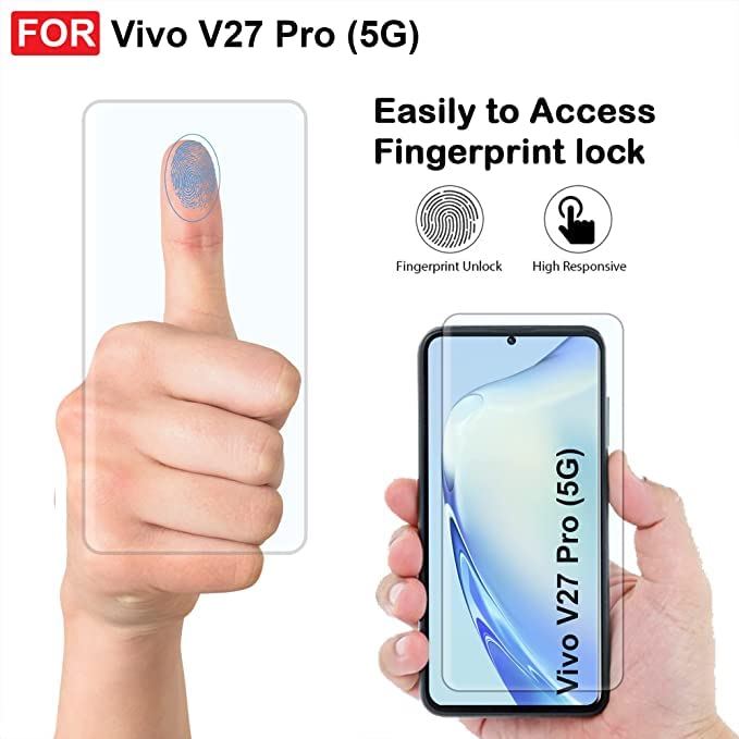 Image of NEW'C Tempered Glass Compatible For Vivo V27 Pro 5G Advanced Border-Less Full Edge To Edge Uv Screen Protector And Easy Installation Kit For Cellphone(Pack Of 1) By Blacksheep