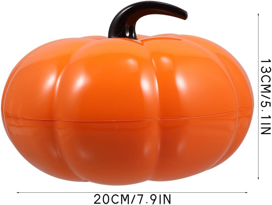 Hemoton Pumpkin Shaped Snack Plate Candy Dish with 2 Compartments Halloween Candy Box and Serving Tray for Party Home Decor 7.87 Inch