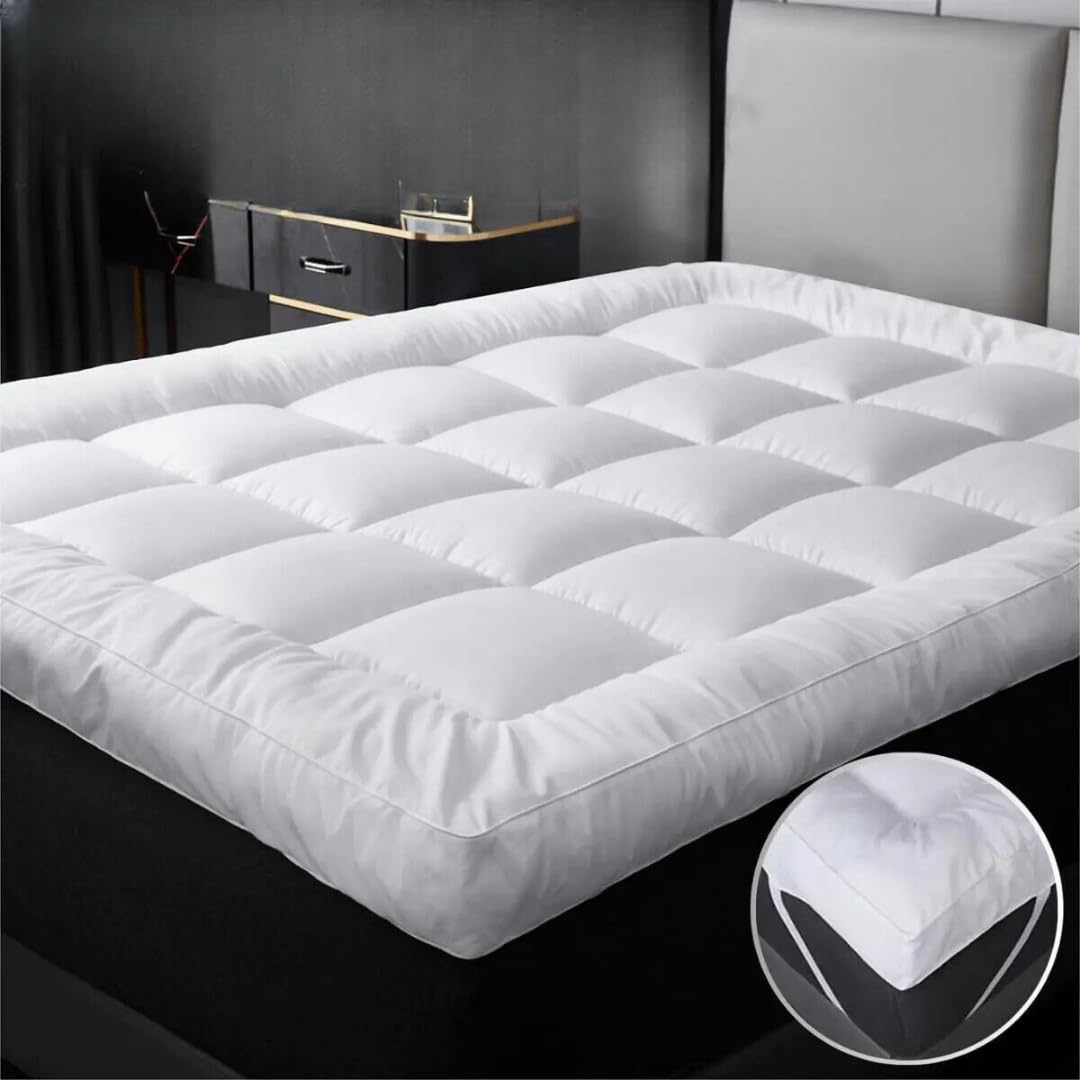 10cm Thick Mattress Topper Double Bed - 1000GSM Heavy Filling Quilted Extra Deep Super Flu...