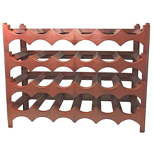Tradineur - Botellero de plástico apilable para 24 botellas con 4 filas de 6 botellas 46 x 60 x 23 cm (alto x ancho x...