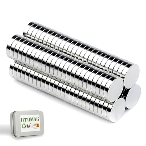 UTOMAG 50 Pezzi Calamite Forti Rotonde 8mm x 1mm - Piccoli Magneti a Disco al Neodimio per Frigorifero, Scienza, Artigianato, Bacheche, Mappe, Foto, Decorazioni, Modellismo, Scuola, Cucina e Ufficio