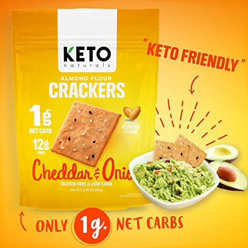 Keto Naturals Keto Crackers Low Carb Crackers (Cheddar And Onion) Keto Friendly Snack Crackers Almost Zero Carb No Sugar (3 Pack) Almond Flour Crackers Healthy Snack Absolutely Gluten Free Crackers Paleo Snack Friendly thumb #2