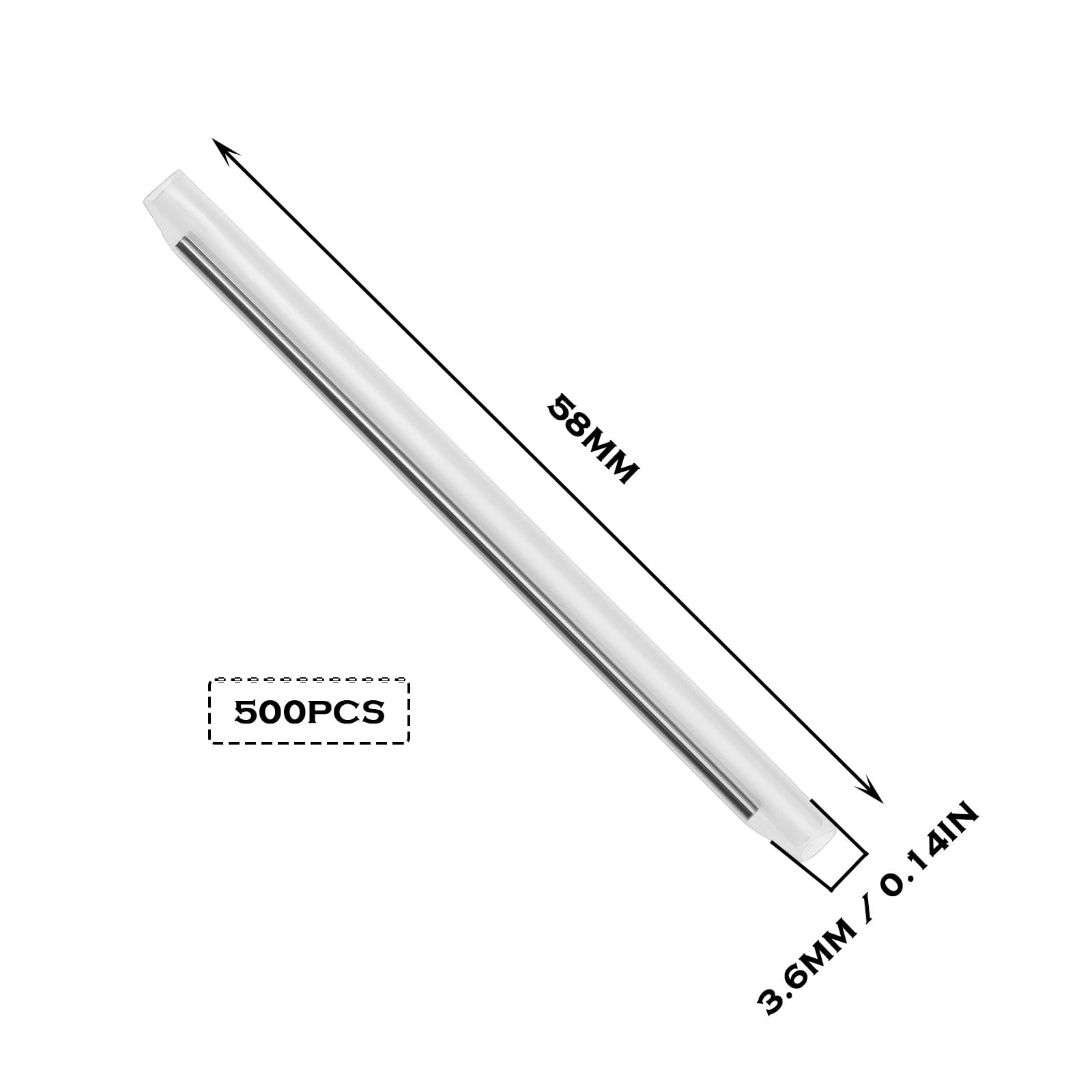 EMSea 500 Stück Glasfaser Schrumpfschläuche Glasfaser Schutzhülsen 304 Edelstahlnadel Kompatibel mit Schweißmaschinen Schneidmesser 58 Mm