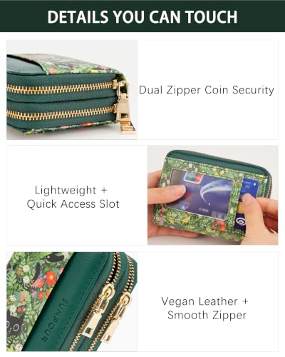 Image of Flower Cat Credit Card Holder for Women,Accordion Wallet
