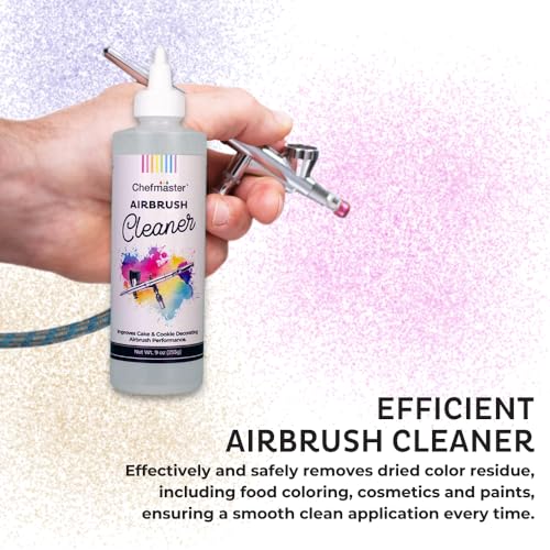 Image of Chefmaster Airbrush Cleaner 9 oz - Removes Color Residue, Prevents Buildup & Extends Airbrush Lifespan - Compatible with All Airbrush Brands