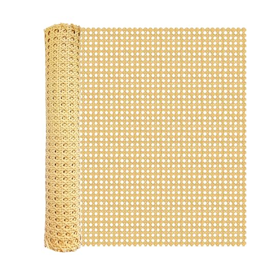 Rattan Roll,20inch Wideth Cane Webbing 6.6ft Length,Plastic Woven Open Mesh Rattan Sheet,for Caning Projects Star Anise Wide Material Cane Webbing Roll for DIY Crafts,Furniture