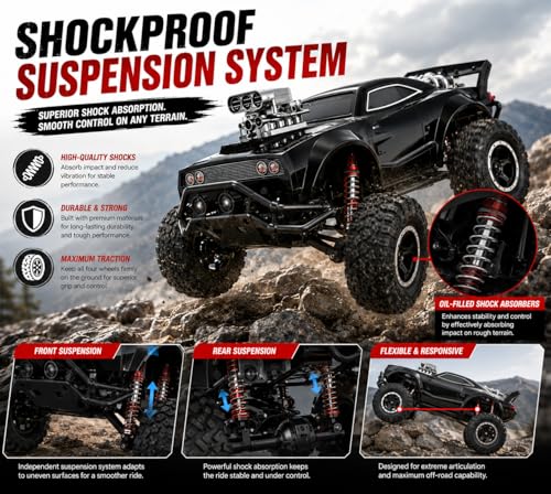 Image of Remote Control Sports Car & Off-Road SUV Toy for Kids, High Speed RC Racing with Wireless Remote, Realistic Lights & Premium Design Gift for Boys Girls (White-Rock Crawler)