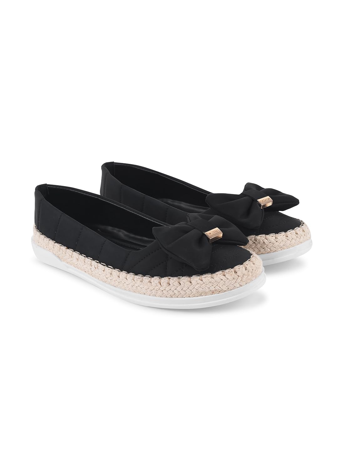 Froh Feet Women's Quilted Espadrille Flats with Stylish Bow Accent and Braided Jute Midsole – Lightweight Slip-On Shoes for Casual, Office & Daily Wear-picture-25