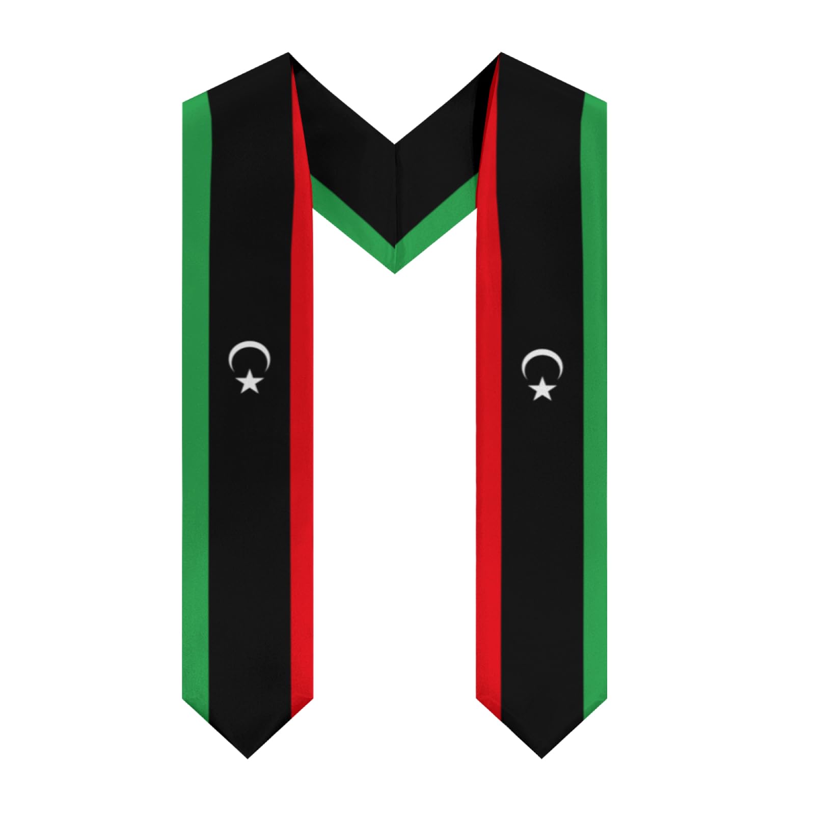 Libya Libyans Flag Graduation Stole Shawl Sash for Men Women Unisex Adult Double Sided Thickened V-neck Scarf Class of 2025 Graduate Gift for Teachers Students