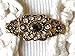 The mattie slender antiqued gold, brown stone and rhinestone flower sweater clip brooch