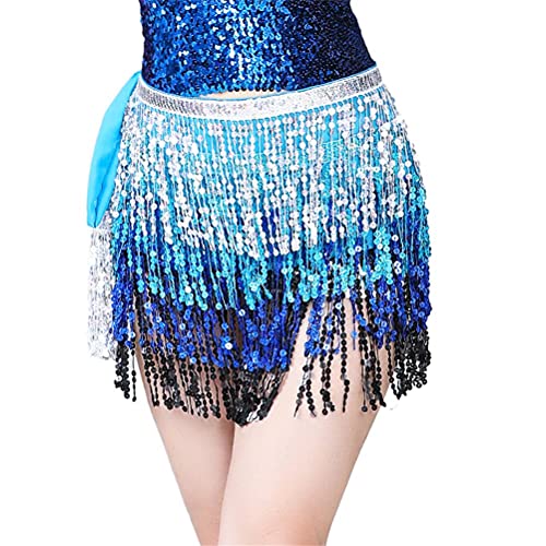 Moanyt Saia para dança do ventre boêmio, lenço de quadril com franja de lantejoulas, cinto para mulh