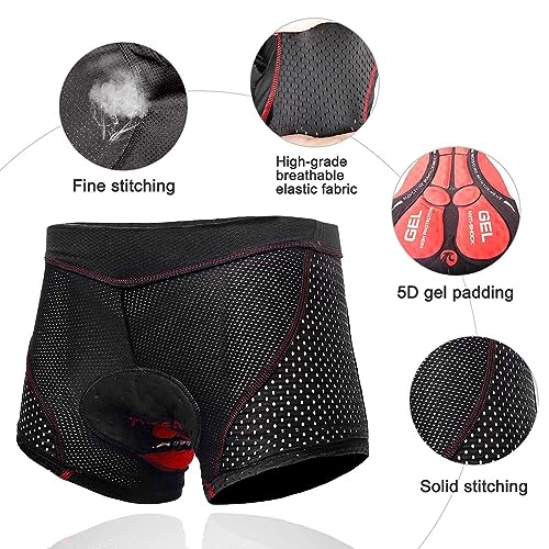 X-TIGER Hombres Ropa Interior de Bicicleta con 5D Gel Acolchado MTB Boxer Ciclismo Pantalones Cortos