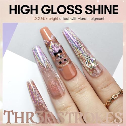 Image of THR3E STROKES 9D Glitter Cat Eye Gel Magnetic Shimmery Finish Nail Polish Art Manicure DIY at Home Soak Off UV Gel 7.5ML (CE6, 7.5ML)