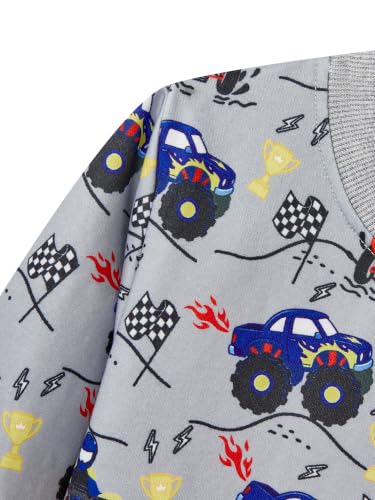 Image of Akyzic Toddler Boys Sweatshirts Cotton Crewneck Truck Shirt Dinosaur Long Sleeve Pullover Tops Tees 2-8T