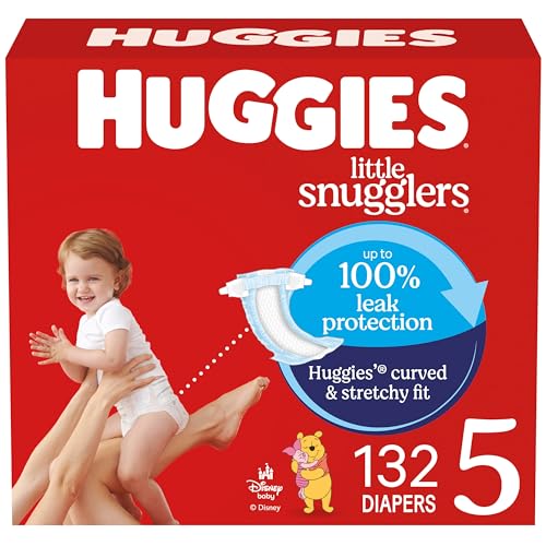Huggies Size 5 Diapers, Little Snugglers Baby Diapers, Size 5 (27+ lbs), 132 Count (2 Packs of 66), Packaging May Vary Size 5 132