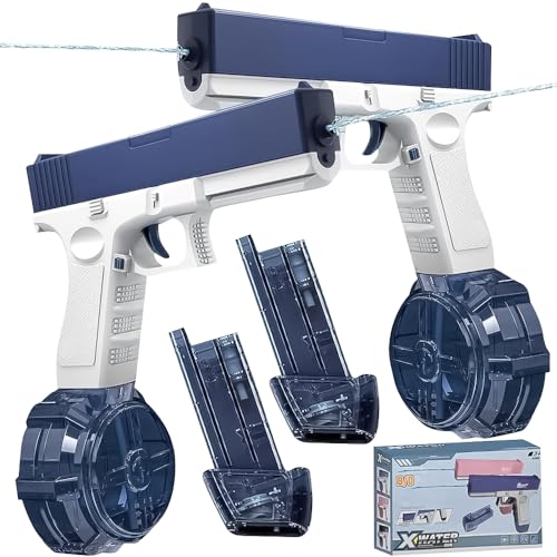 2 Pcs Pistolet a Eau Electrique, Pistolet à Eau Automatiques, Pistolets à Eau Extérieurs, avec Une Longue Portée Jusqu'à 7-10m, Pistolet à Eau pour Enfant Adultes,...