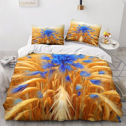 Housse de couette double 200x200 fleur en microfibre douce