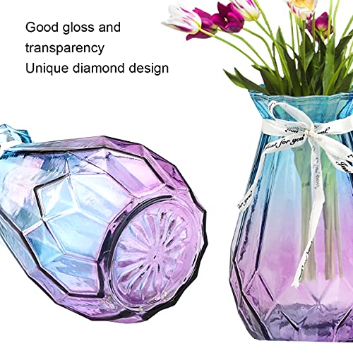 Xiangmall Glazen bloemvaas Multicolor Gradient Vaas Moderne Geometrische Vaas Centerpiece Decoraties voor Thuis, Kantoor, Bruiloft (Blauw Paars) - Afbeelding 5