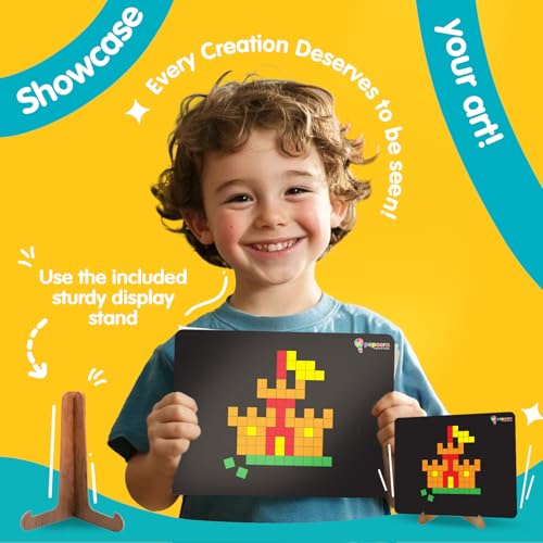 Image of Popcorn Square Puzzle for Kids for Age 5+ Years, Magnetic 200 Foam Wonder Puzzles, Imagination Shape, Animals, Fruits, Flowers, with Display Stand, Creative, Educational Activity for Kid