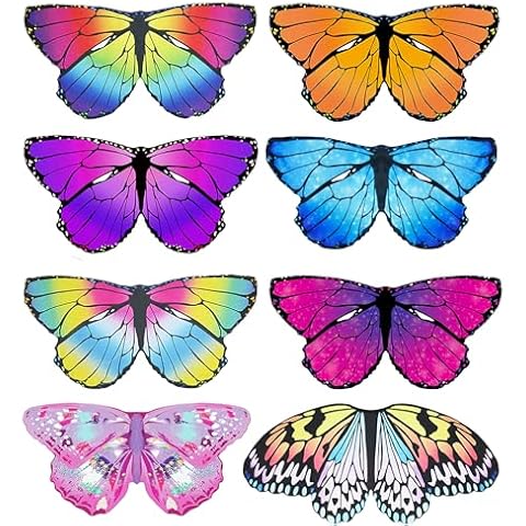 D.Q.Z Girls Fairy-Butterfly-Wings Costumes Bulk for Toddler Kids-Dress Up, 9 Pack Butterfly Gifts Toys for Party Favors (Butterfly Wings) Cover