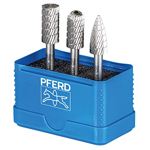 PFERD Juego de fresas HSS 3 piezas | dentado 3, diámetro 12 mm, diámetro del vástago 6 mm | 22900811 – universal para acero, hierro fundido y hierro fundido