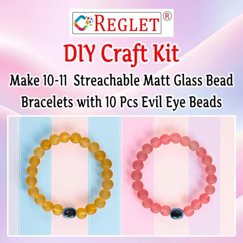 Image of 15 Pcs Evil Eye Beads + 250 Pcs Matt Glass Beads for Jewellery Making Kit - Glass Beads for Bracelet Making Kit - Bead Craft - 8mm