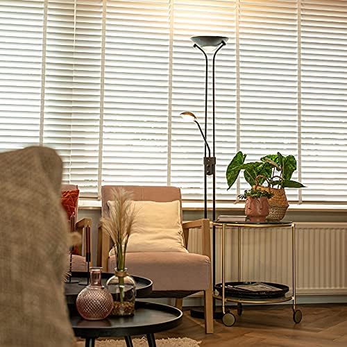 Qazqa QAZQA - Moderne vloerlamp zwart met leeslamp incl. LED dim to warm - Diva | Dimmer | Dimbaar | Woonkamer | Slaapkamer | Keuken - Staal Langwerpig - (niet vervangbare) led LED inbegrepen - Max. 1 x 18 Watt photo 2