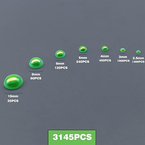 Miniatura 10 de 3000 unidades, 1 caja de 7 tamaños, redondas, con parte trasera plana, cuentas sueltas de media perla, álbum de recortes, manualidades (cuentas