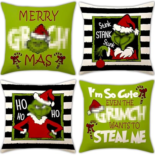 Huahuanghui 4 Stück Christmas Dekokissen Kissenbezug Dekorativ...