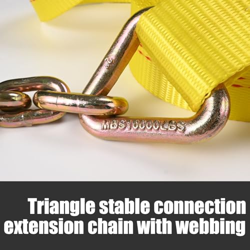 AYMMIC 2"x27FT HD Ratchet Tie Down Straps Chain Ends Grab Hook 10K lbs 4Pcs by AYMMIC - Image 6