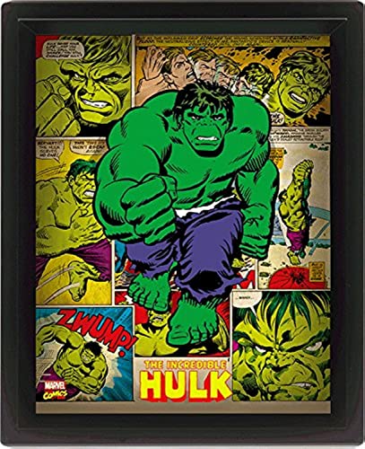 Marvel Retro Cadre 3D Lenticulaire 28,7 x 23,5 cm - Hulk