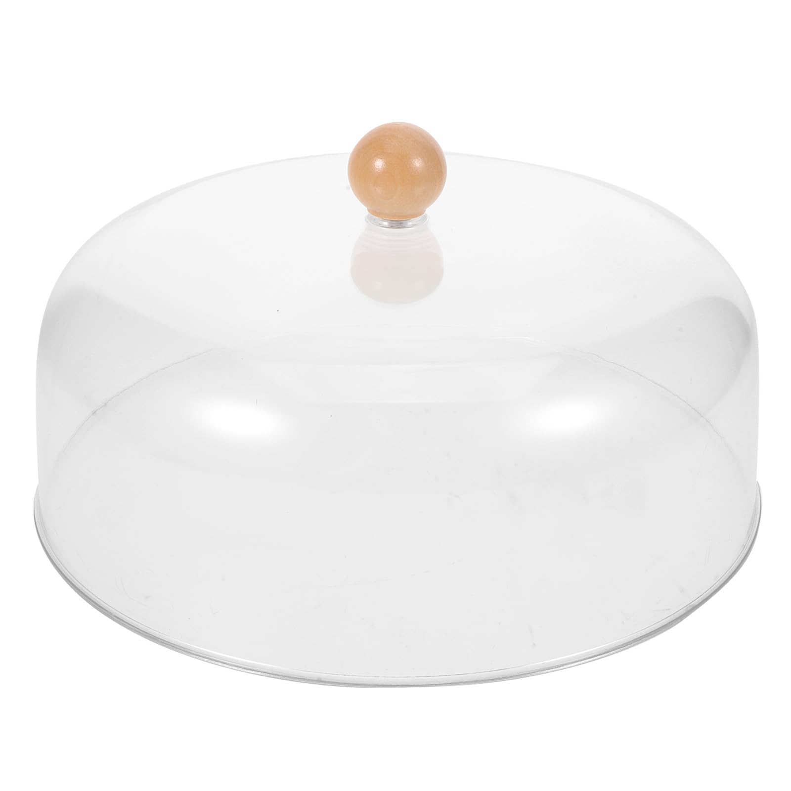 Housoutil Coperchio Rotondo per Alimenti e Torta 23 Cm in Acrilico Trasparente Manico in Legno, Copertura a Cupola per Formaggi e Pasticceria, Protezione Igienica per Cucina e Buffet